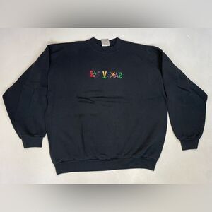 VINTAGE Las Vegas Sweatshirt Men Large Black 90s